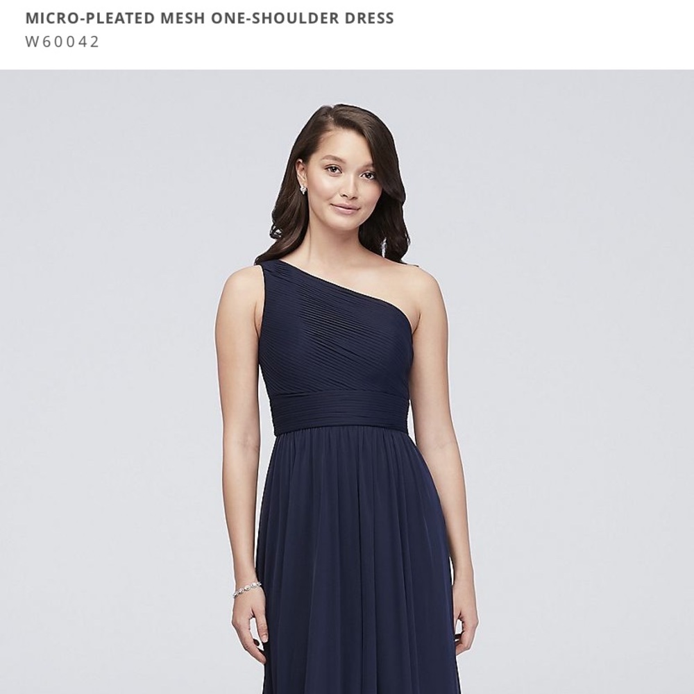 DB Studio Micro-Pleated One-Shoulder Dress Navy 6